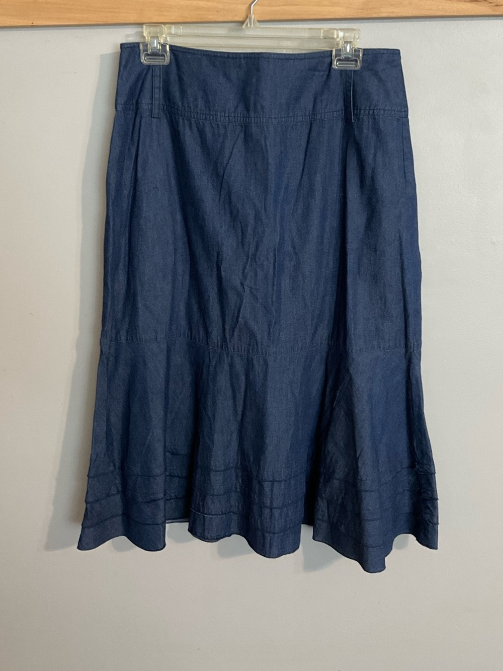 Multiples Chambray A-Line Midi Skirt - Fit & Flare Style- Size 10